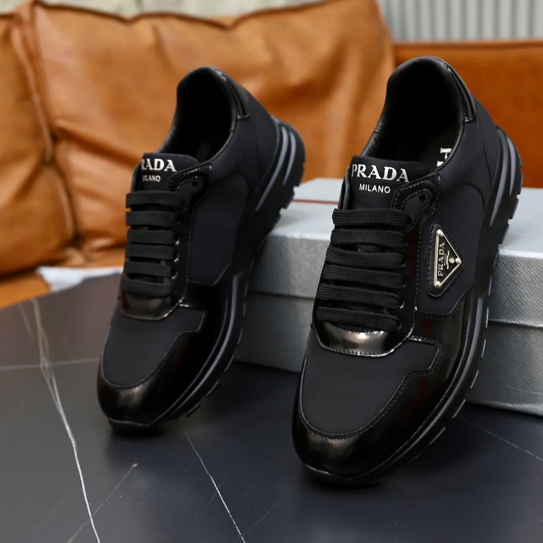 Men's shoes 💰600💰🙅‍♂️🙅‍♂️🙅‍♂️ [PRADA] Prada - High-end quality original order - Upper: Nappa calfskin, tumbled calfskin spliced stretch cloth surface, tongue high frequency brand logo - Lining: water-dyed cowhide - Outsole: ultra-light TPU foam rubber; two-color molded outsole -Ultra-high quality control and fine workmanship: outstanding (high-end, extravagance, grade) -Size: 38-44 (45 can be customized)